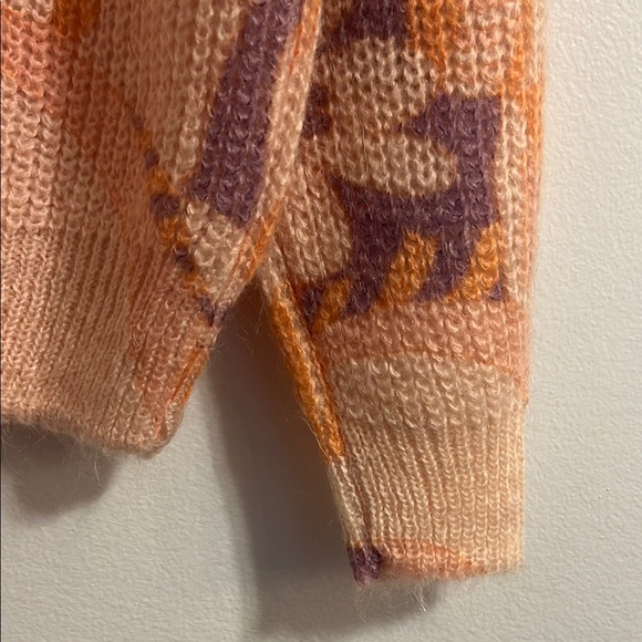 La Petite  Maille Made in Italy Orange and Purple Patterned Sweater  size s/m - Picture 5 of 9